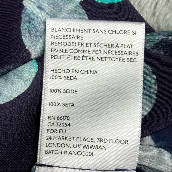 Anthropologie HD In Paris Top Women Medium Moon Phase Peasant 100% Silk - Picture 12 of 14